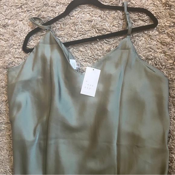 a new day Satin Slip Midi Dress in Sage - Picture 2 of 5